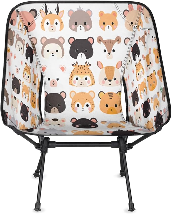 Animal Deer Face Theme Camping Chair Lightweight Portable Chairs for Adults Easy Installation Outdoor Foldable Camping Chair for Camping Fishing Hiking Picnic Beach