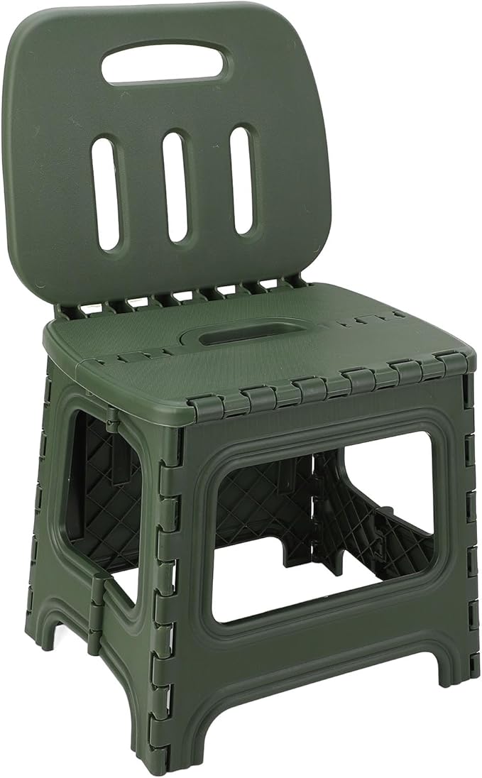 Folding Step Stool Portable PP Thickened Small Kids Step Stool with Handle Outdoor Camping Fishing Picnic (L)