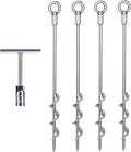 Earth Anchors - 18 Set of 4 Heavy Duty Ground Stakes - Screw in Anchors for Mobile Homes Sheds Swing Sets Trees Awnings &amp Canopies - Includes Drill Bit
