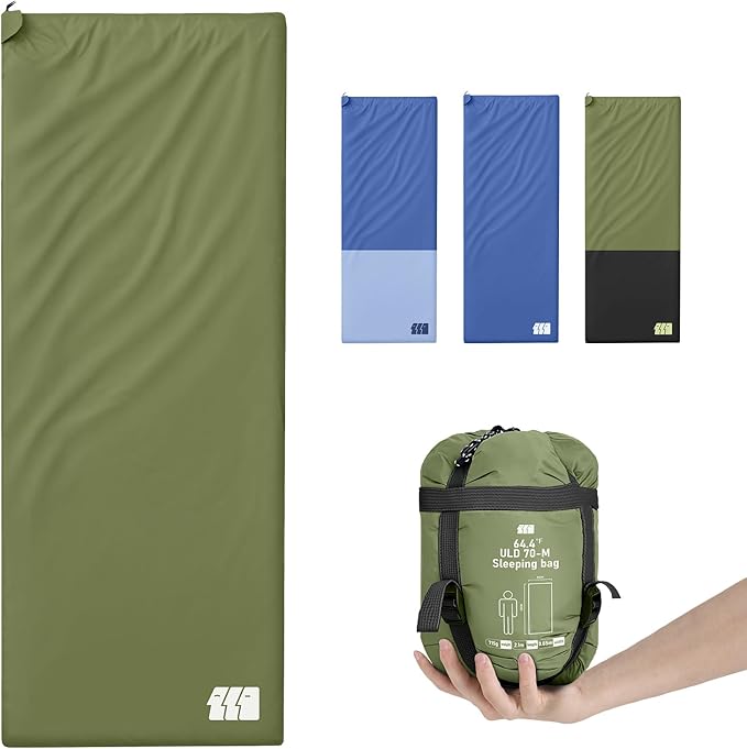 Ultralight Warm Weather Sleeping Bag - Portable Waterproof Compact Lightweight Comfort with Compression Sack - Great for Outdoor Camping Backpacking &amp Hiking