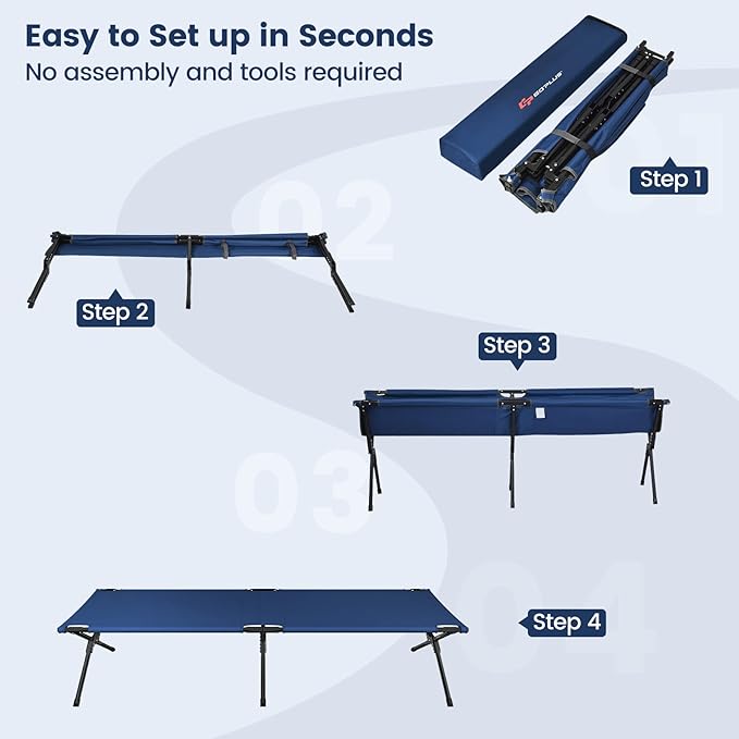 Goplus Folding Camping Cot with Carrying Bag Portable Lightweight Outdoor Sleeping Bed for Adults Kids 300LBS Weight Capacity Heavy-Duty Camping Bed for Traveling