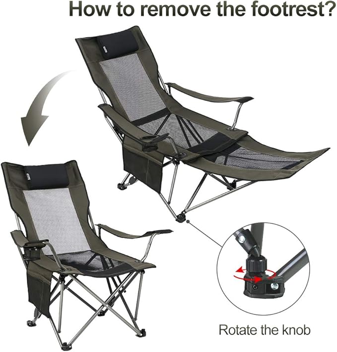 OUTDOOR LIVING SUNTIME Camping Folding Portable Mesh Chair with Removabel Footrest…