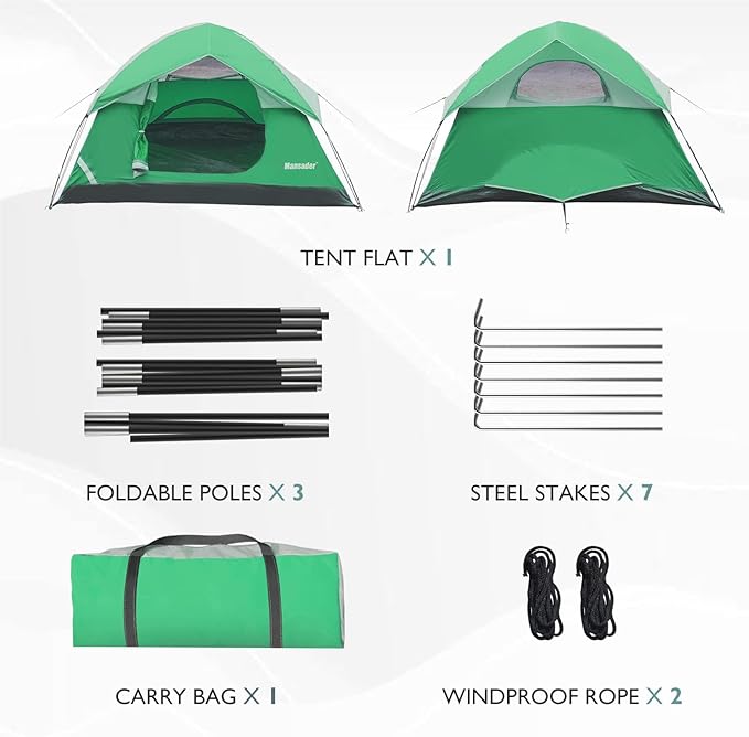 Camping Tent Waterproof 2/3/4 Person Tents for Camping Lightweight Easy Set Up Outdoor Hiking Tent Backpacking Tent with Carry Bag Backpack Tent Suit for Family Beach Hiking Travel