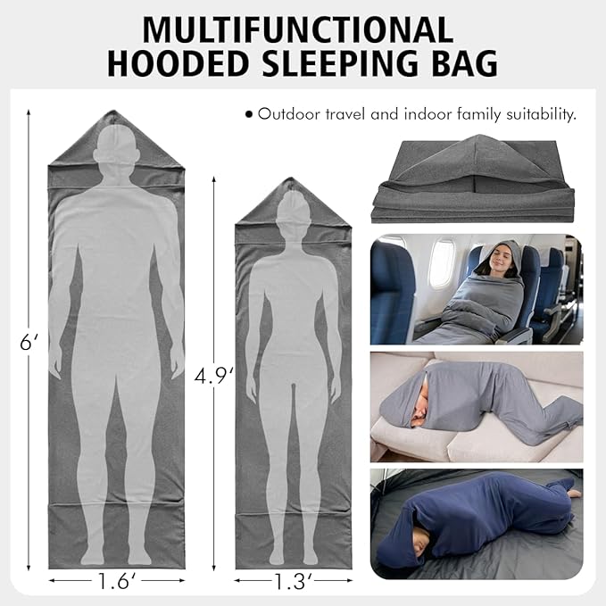 Sleep Pod - Weighted Wearable Blanket Hoodie for Anxiety Relief &amp Deep Sleep Portable Personal Sleeping Bag for Travel Camping and Cozy Lounging