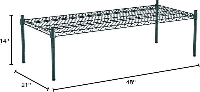 21 x 48 NSF Green Wire Stationary Dunnage Storage Rack with 14 Posts Ideal for Commercial Kitchen Home Garage Warehouse Shelters