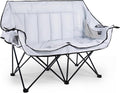 PUKAMI Oversized Double Camping Chair Folding Loveseat Camping Chair for Adults 2 Person Camping Couch Heavy Duty Camping Chairs Portable Outdoor Lawn Chairs with Cup Holder