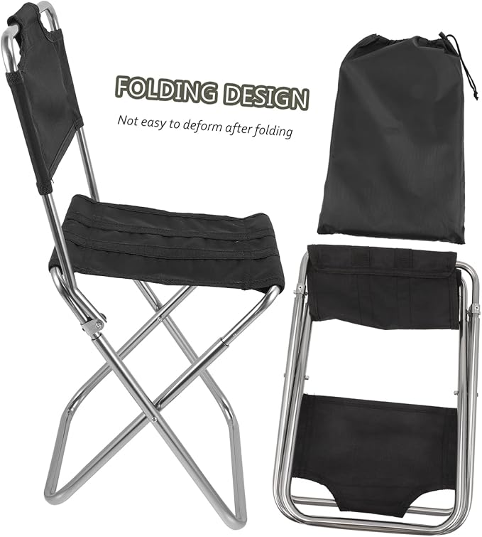 balacoo Multi-Function Beach Chair Portable Folding Stool Comfortable Camping Chairs Black Easy to Carry for Outdoor