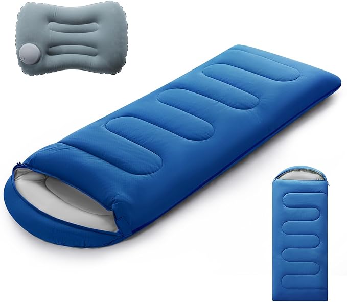 Sleeping Bags for Adults &amp Kids Lightweight Waterproof 3-4 Season Warm with Inflatable Pillow–Compact Portable Sleeping Bag for Cold Weather Camping Hiking Travel Indoor/Outdoor Use