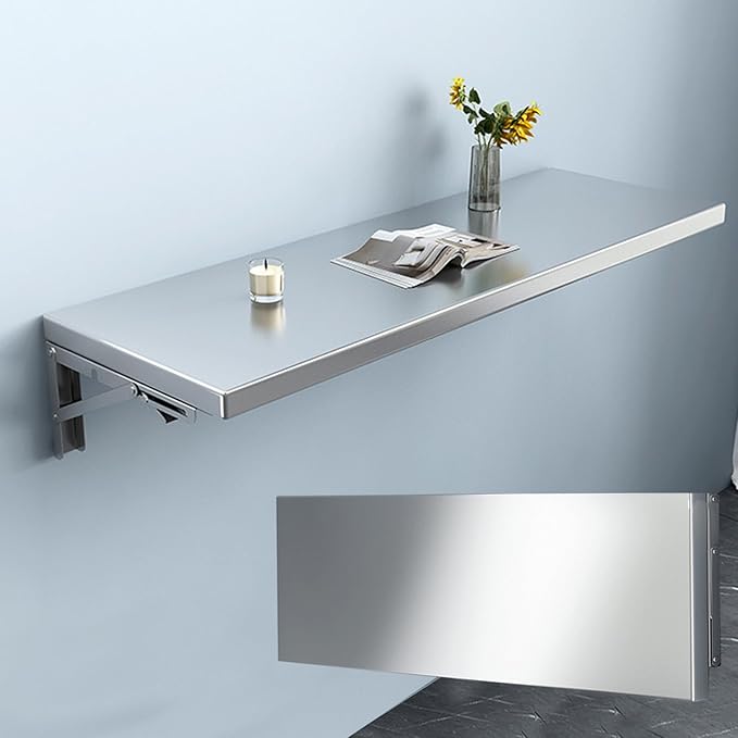 Folding Concession Shelf 36 x 12 Inch Stainless Steel Drop Down Serving Shelf Wall Mounted Folding Shelf for Food Truck Window &amp Concession Stand