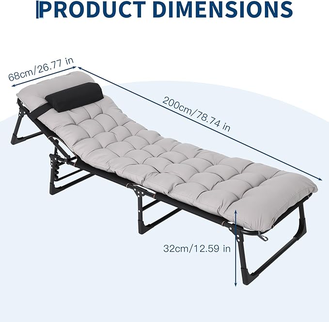 CuisinSmart Camping Cot with Comfortable Mattress for Adults Extra Wide Cots for Sleeping Folding Cot Camping Bed Max Load 400LBS for Travel Tent Day Bed Outdoor Home Guest Office Nap