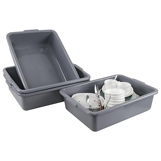 23 L Large Commercial Bus Tub Restaurant Plastic Bus Box Gray 4 Packs