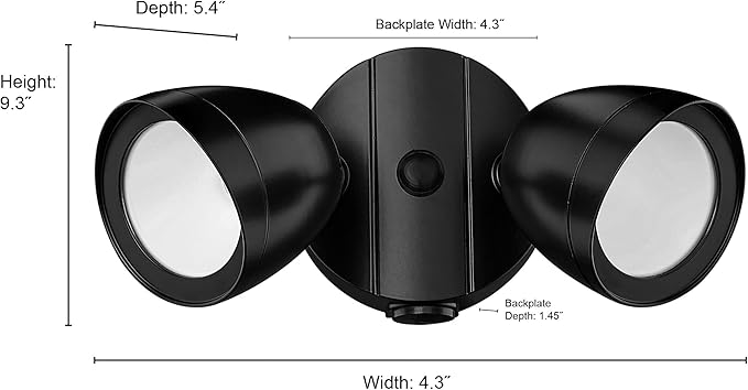 ML Lighting 18002-PBK 2-Light Security Flood Lights Powder Coated Black