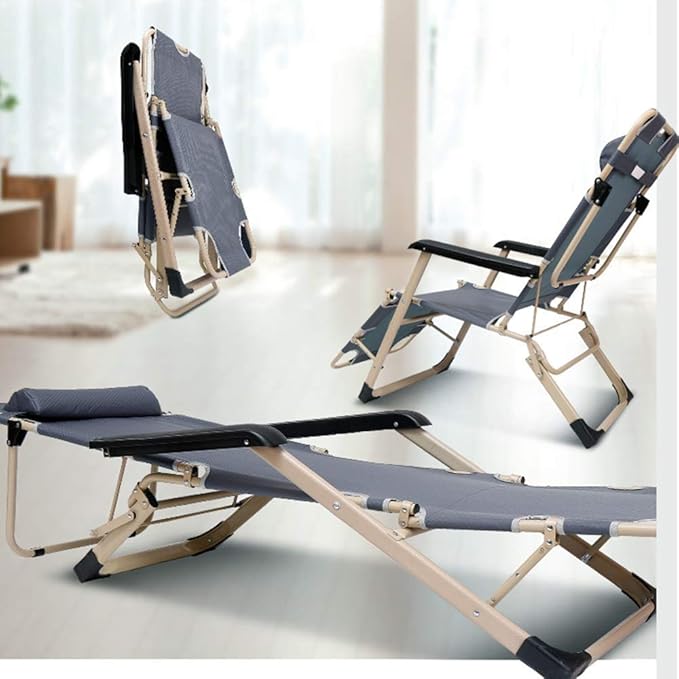 Patio Lounge Chairs Reclining ChairFolding ChairLunch BedCotton PadRecliner PadPaddedNapping ChairOffice Lunch Break Chair97 x 52 x 95cm Durable