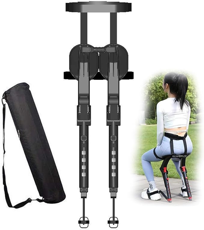 Wearable Exoskeleton Chair - Adjustable Lightweight Chairless Seat for Outdoor Use Supports Up to 100kg Ideal for Subway and Travel