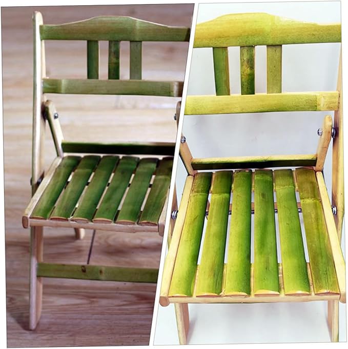 Mikikit Natural Bamboo Folding Stool with Backrest Lightweight Space-Saving Chair for Home Outdoor Use for Students and Crafts Easy No-Install Design