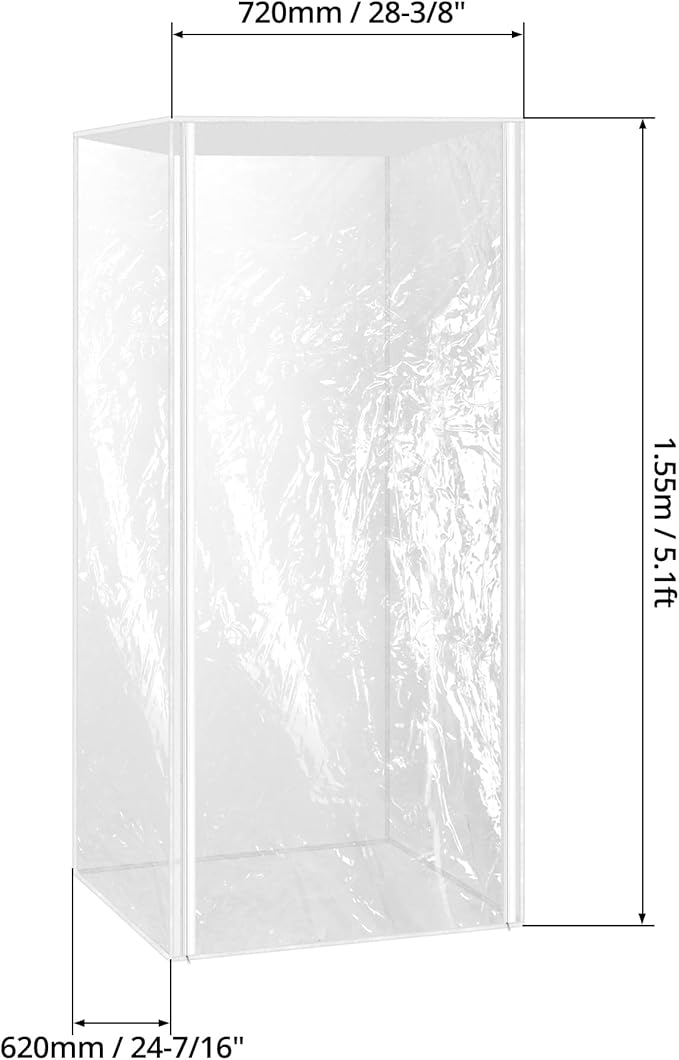 QWORK Bun Pan Rack Cover with Zippers Clear Plastic Sheet Pan Rack Cover 28 L x 23 W x 61 H 20-Tier