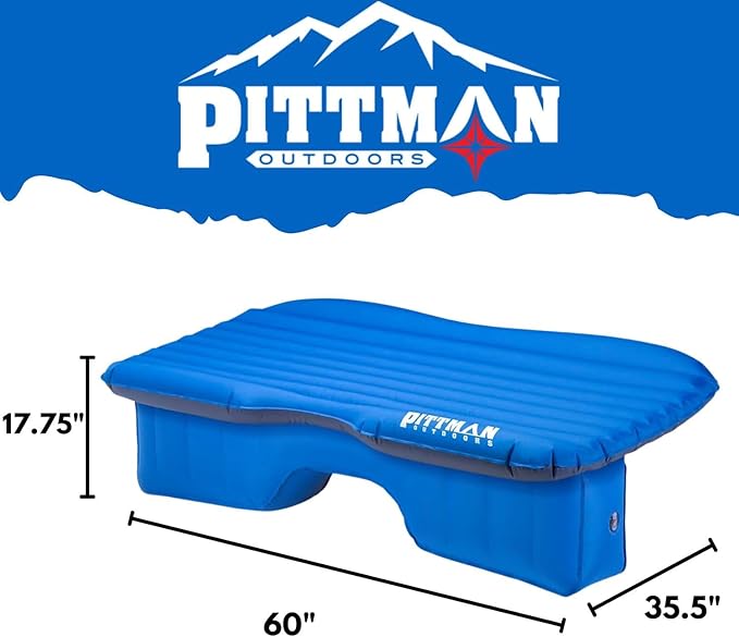 Pittman Outdoors Backseat Bed for Truck - 60 Backseat Air Mattress for Truck Vans &amp Large SUV Bed Mattress - Back Seat Bed for Truck Includes Pump Pillow &amp Storage Bag - 60 x 35.5
