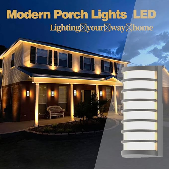 Sytmhoe Modern Outdoor Wall Lights 2Packs 3000k Warm White LED Exterior Light FixturesWall Mounted LampsMatte Black Porch&ampPatio LightIP65 Waterproof for Hallway Stairs Gardens(2packs)