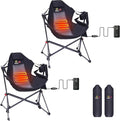 Nice C Heated Hammock Camping Chair Swing Chair Folding Rocking Chair Camping Chair High Back with Stand Cup Holder Side Pocket Heavy Duty 10000mAh Power Bank Included (Set of 2)