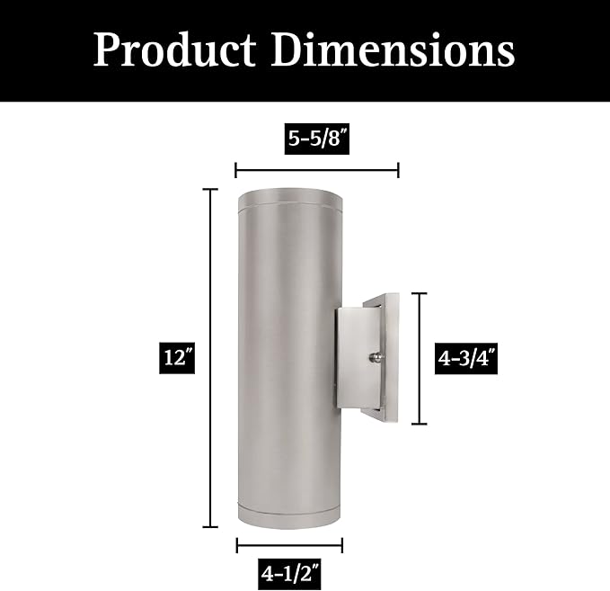 Ultralux 12 Inch Modern LED Up and Down Wall Light Outdoor Wall Sconce Front Door Light Fixture 2000 Lumen Outdoor Sconce 30 Watt Outside Lights For House 3000K Brushed Nickel Exterior Light Fixture