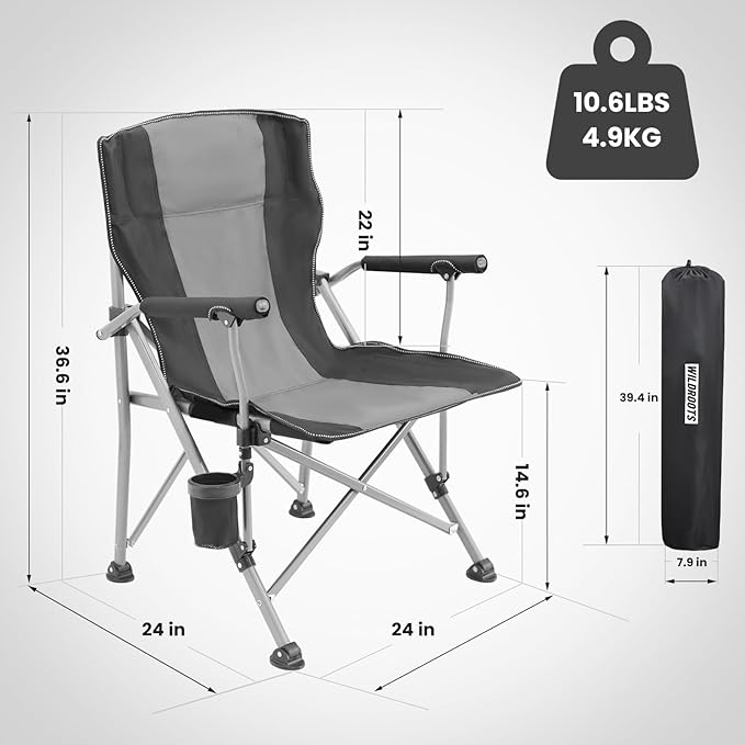 WILDROOTS Heavy Duty Camping Chair Durable Padded Folding Chair