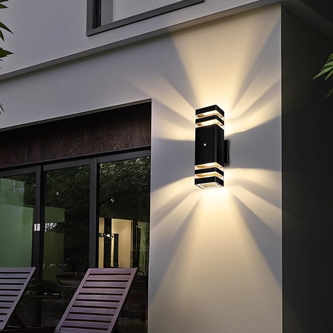 Exterior Lighting Fixtures Dusk to Dawn 2 Pack 3000K Warm White Outdoor Wall Lights Up and Down Porch Lights Waterproof Outdoor Lights for House Porch Patio