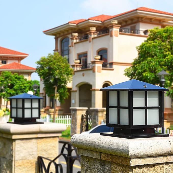 SLAWA Outdoor Post Lights Fixture Modern Yard Entry Outdoor Column Lights with Aluminum Housing Patio Pillar Lights Outdoor with Tempered Glass IP65 Waterproof