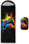 Axolotl Gaming Sleeping Bag for Boys Girls KidsGamepad Waterproof Portable Camping Bag3 Season Warm Cool Weather Lightweight Compact Camping Essentials Gear for Travelling Hiking Green Purple Orange