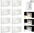 8 Pack Motion Sensor Stair Lights Indoor OutdoorDimmable Motion Activated Step Lamp 3000K/4000K/6000KHardwired 120V 4W IP65 Waterproof Outside Stairway LightLed Staircase Lights- White