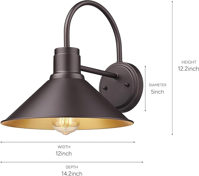 ALLGOT Exterior Barn Light Outdoor Wall Lights for House Front Porch Outdoor Wall Lighting Fixture Modern Farmhouse Outside Sconce Lighting(Oil Rubbed Bronze 1 Pack)
