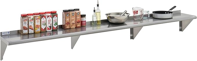 29N-017 - Commercial NSF Solid Stainless Steel Wall Shelf - 96 Wx12 D - 365 lb. Weight Capacity
