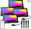 Smart Flood Lights Outdoor RGB via Bluetooth App Control Color Changing Landscape Lights 80W IP66 Waterproof DIY Scenes/Music Sync/Timing/Daylight 4Pack
