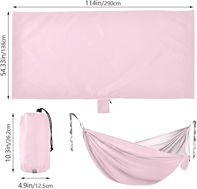 Cute Pink Portable Camping Hammocks Hammocks with Tree Straps 114 x 54