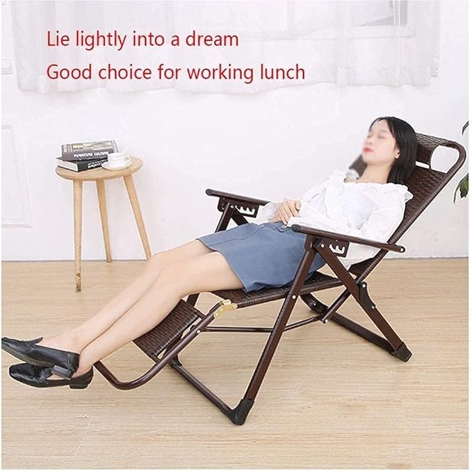 Lounge Chair Outdoor Adjustable Folding Sun Lounger Chair Portable Garden Chairs Reclining Foldable Reclining Sun Lounger for Office Lunch Break Home Nap
