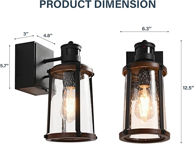 Dusk to Dawn Motion Sensor Outdoor Light with GFCI Outlet Waterproof Outside Porch Light Exterior Lighting Fixtures for House Garage Front DoorBulb Included12.5 H1PC