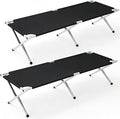 Portable Folding Camping Cot Heavy Duty Sleeping Bed with Carrying Bag 610D Oxford Cloth &amp Lightweight Aluminum Frame 275lbs Load Outdoor Cot for Adults Travel Hiking Office (Black 2 Pack)