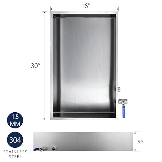 Marada Maple Syrup Evaporator Pan with Dual Interface Steam Table Pan304 Stainless Jam Food Chafing for Home Outdoor Cooking (30L x 16W x 9.5H)