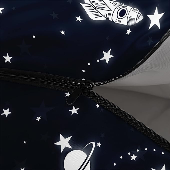 Kids Sleeping Bag for Boys GirlsRocket Astronaut Moon Print-Lightweight Warm Portable Outdoor Indoor-Waterproof Cold Weather Resistant Sleeping Bag for Camping Hiking(Rocket)