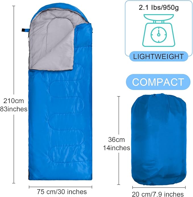 Tudomro 16 Pack Bulk Sleeping Bags for Adults Lightweight Waterproof Camping Sleeping Bags with Compression Sack for Camping Backpacking Hiking Travel Emergency Use