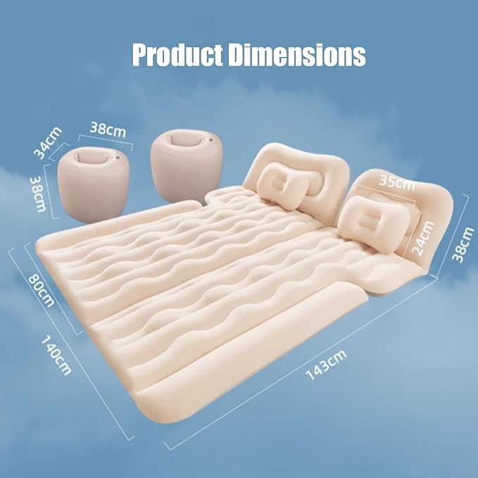 Car Air Mattress for Tesla Model X Standard Range SUV 2015-2025 Portable Inflatable Bed for Trunk Backseat Flocked Surface for Camping Travel for SUV MPV MinivanBlack-Without Foot Pier