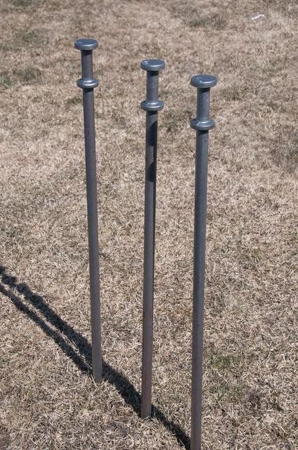 Double Head Tent Stakes - Heavy Duty Steel Tent Stakes Versatile Ground Spikes to Anchor Commercial Inflatables Party Tents and Outdoor Camping Shelters 3/4 x 12 Inch 25-Pack