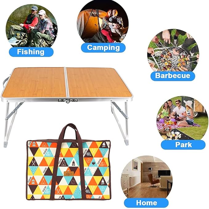 Folding Camping Tables Lightweight Sturdy Aluminum Outdoor Folding Table with Carrying Bag for Camp Picnic Beach(Small)