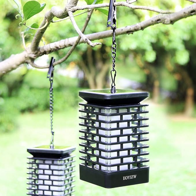 EOYIZW Solar Lanterns 99LEDs Dancing Flickering Flame Lights IP65 Waterproof Purple 3.5 H x 3.5 W x 3.5 D