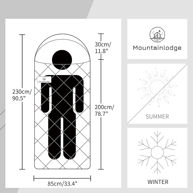 Mountainlodge 100% Cotton Shell and Lining Sleeping Bag for Adult Cold Weather with Compression Bag&ampCarry Bag for CampingTravel and Car Camping