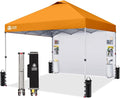 CROWN SHADES Canopy Tent 10 x 10 Foot Portable Pop Up Outdoor Shelter with Pocket Sidewall Push Center Lock UV Protection and Carry Bag Orange