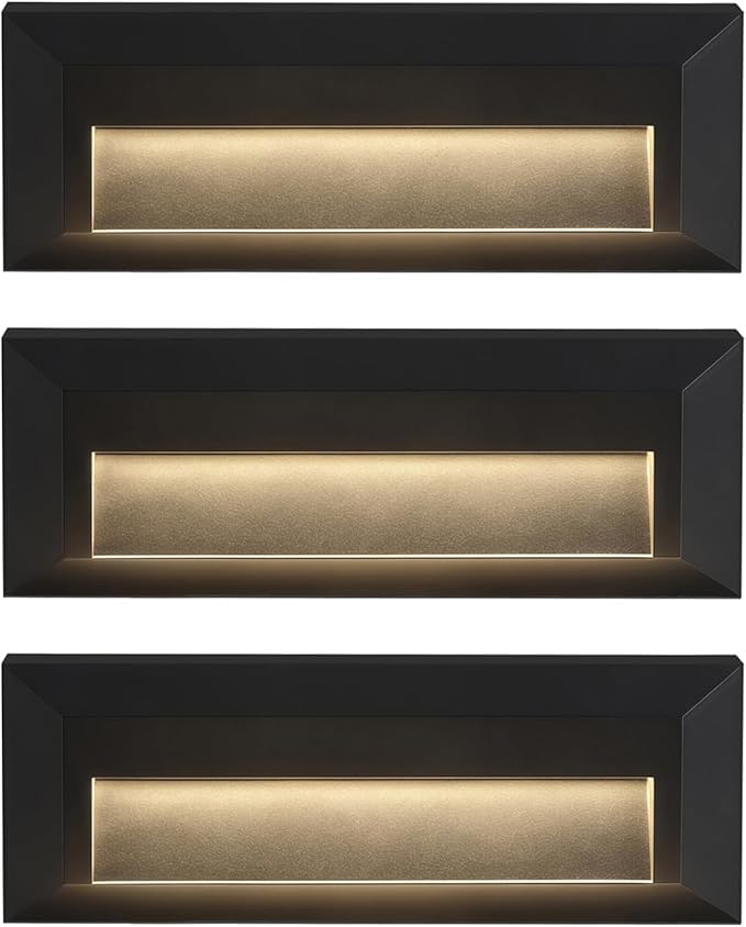 ZONK LED Outdoor Indoor Step Lights Line Voltage 110-240V 2W Landscape Stair Lights 9Inch Non-dimmable 3000K IP65 Waterproof Stairway Lighting LED Deck Light Retaining Wall Lights Pack of 3