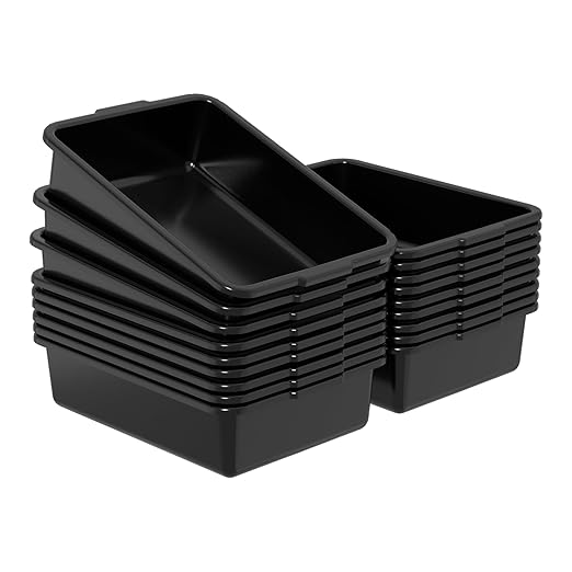 Sadstory 8 L Plastic Small Commercial Bus Tubs Food Service Bus Tub Tote 18 Packs Black