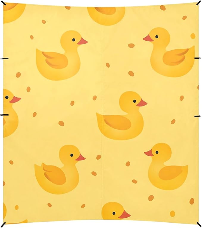 Little Yellow Duck Yellow Background Pattern Camping Sun Shelter Beach Tent Portable Beach Sun Shade Outdoor Canopy for Camping Trips Fishing Picnic