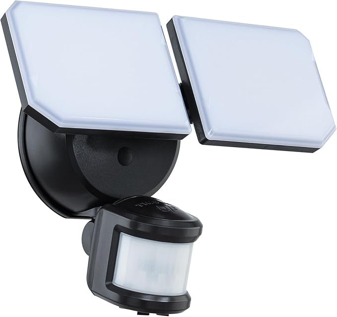 Guardian Flood and Security Wall Light with 2 Lights 2250 Lumens 20 Watts and Programmable Motion and Photo Sensor in Black