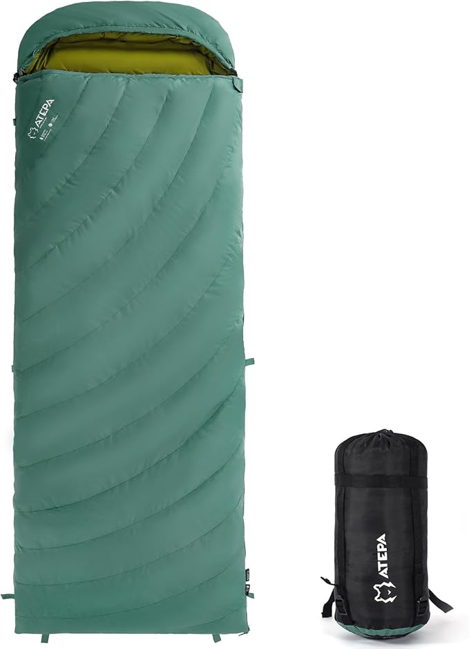 ATEPA 3-in-1 Hybrid Down Sleeping Bag for Adults Lightweight 3 Season Wearable Backpacking Sleeping Bag with Pad Attachment &amp Compact Compression Sack for Spring Summer Fall Car Camping 30°F 45°F